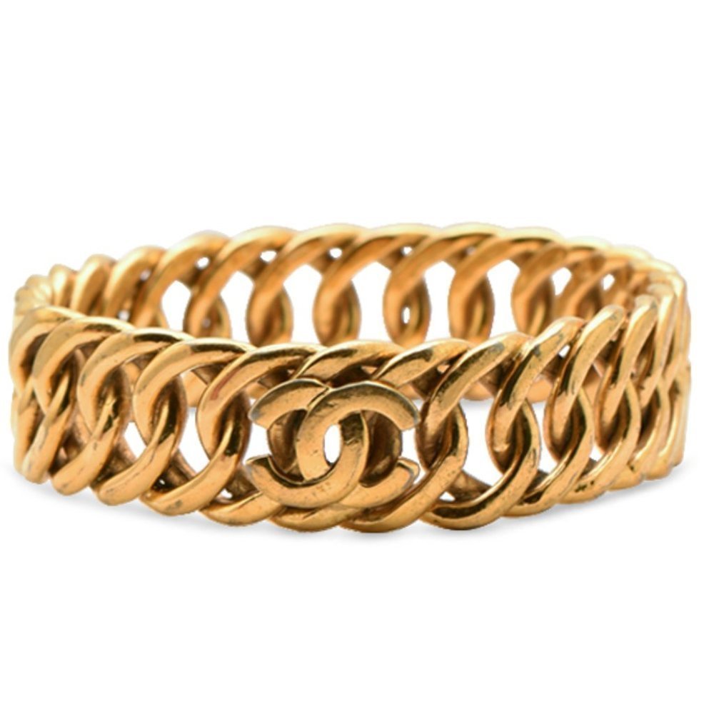 Chanel Vintage Oversized Weave CC Logo Bangle